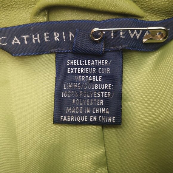 Catherine Stewart Ladies Size Medium Lime Green Leather Jacket / Blazer - Picture 4 of 11